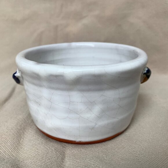 Vintage Handmade Pottery Small Bowl With Blue Birds on Sides - Picture 3 of 9